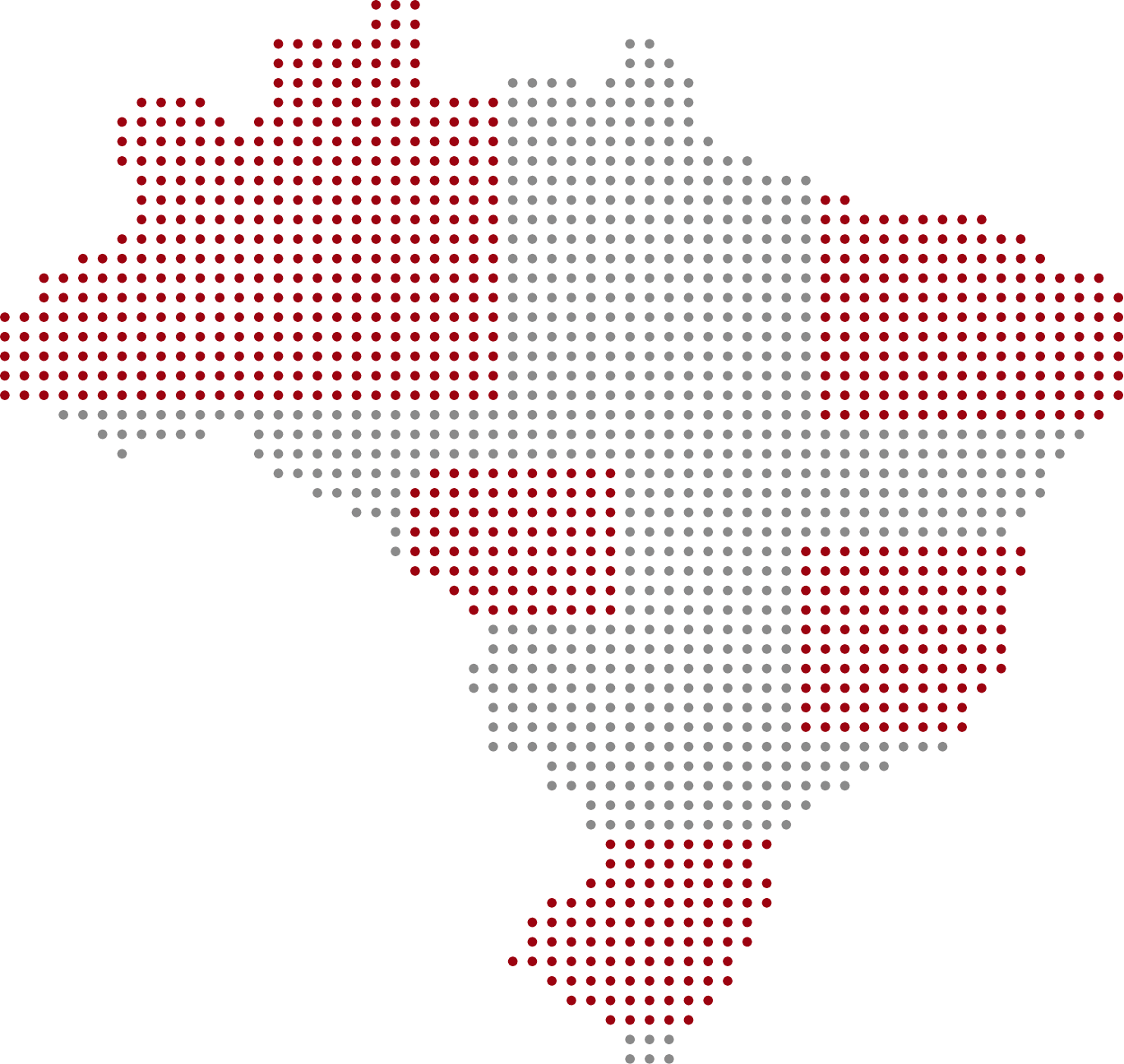 Mapa do Brasil aonde a bazei mostra porcentagem de presença no Brasil
